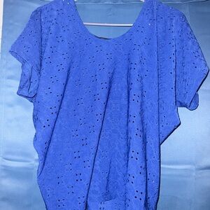 Kim & Cami Royal Blue Eyelet Blouse